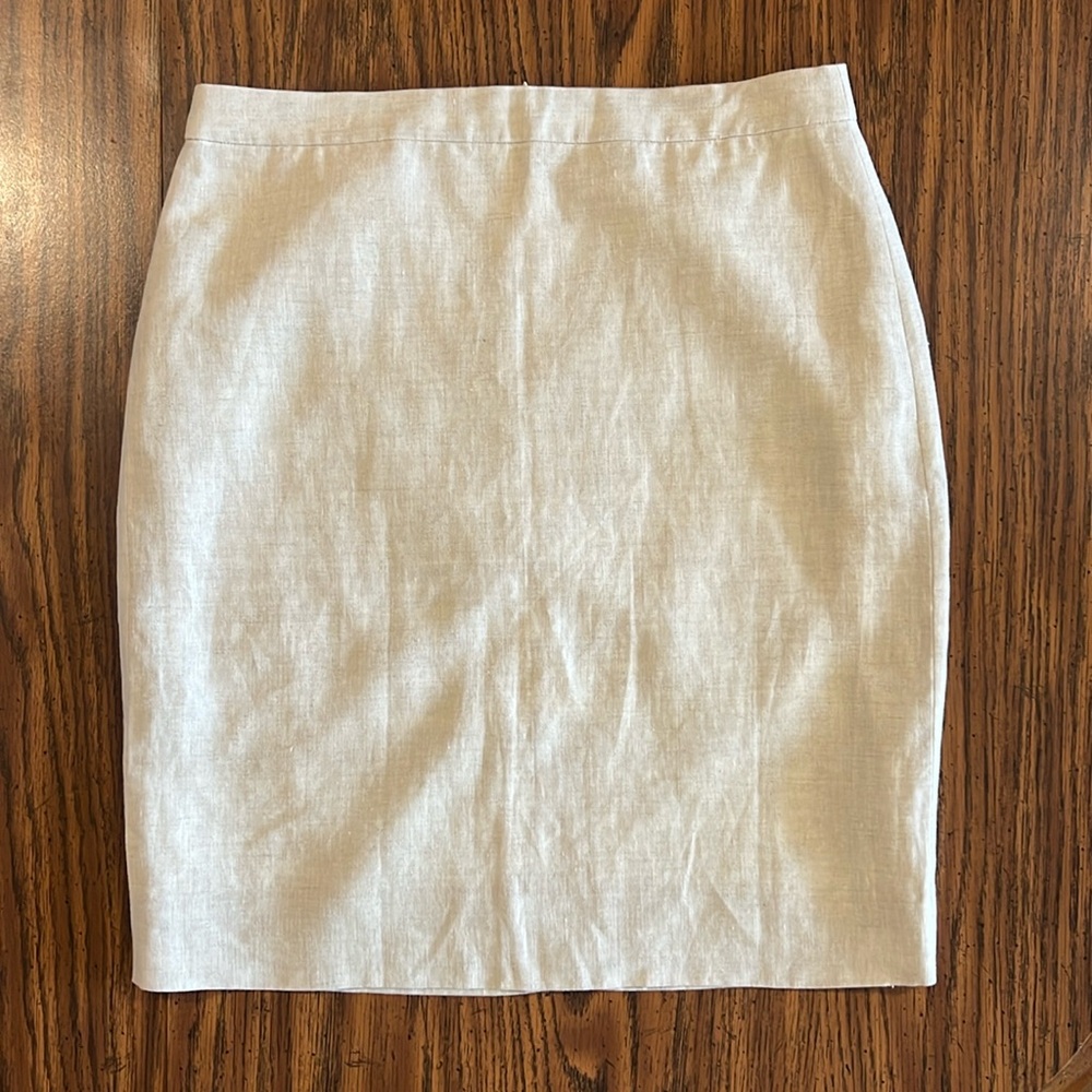 J. Crew Cream 100% Linen Pencil Skirt Size:6